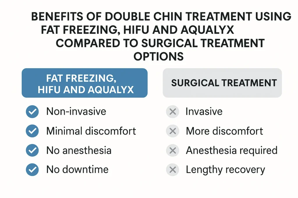 Graphic about the benefits of double chin treatment Cleveleys - from LA LIPO