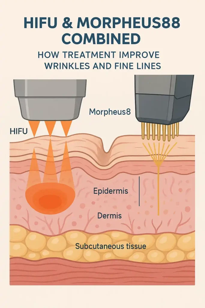 Diagram showing HIFU & Morpeus8 Cleveleys and the benefits for reduction in wrinkles and fine lines